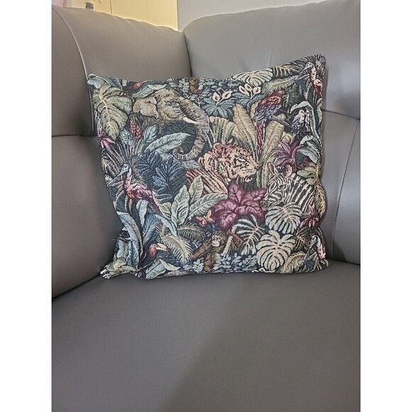 Safari Tapestry Throw Pillow Tiger Jungle 18x17” Elephant Jungle Brush - Picture 3 of 16